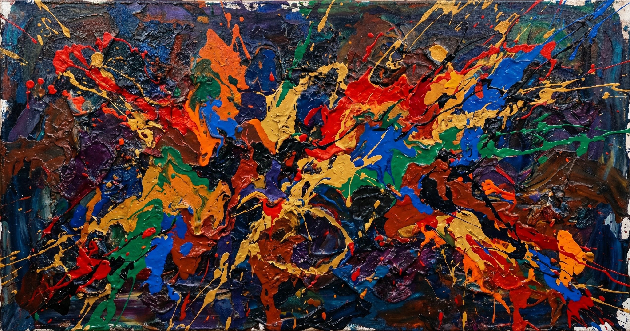 Visceral Genesis meteorite iron Monolith painting, crimson gold emerald heavy impasto, landscape